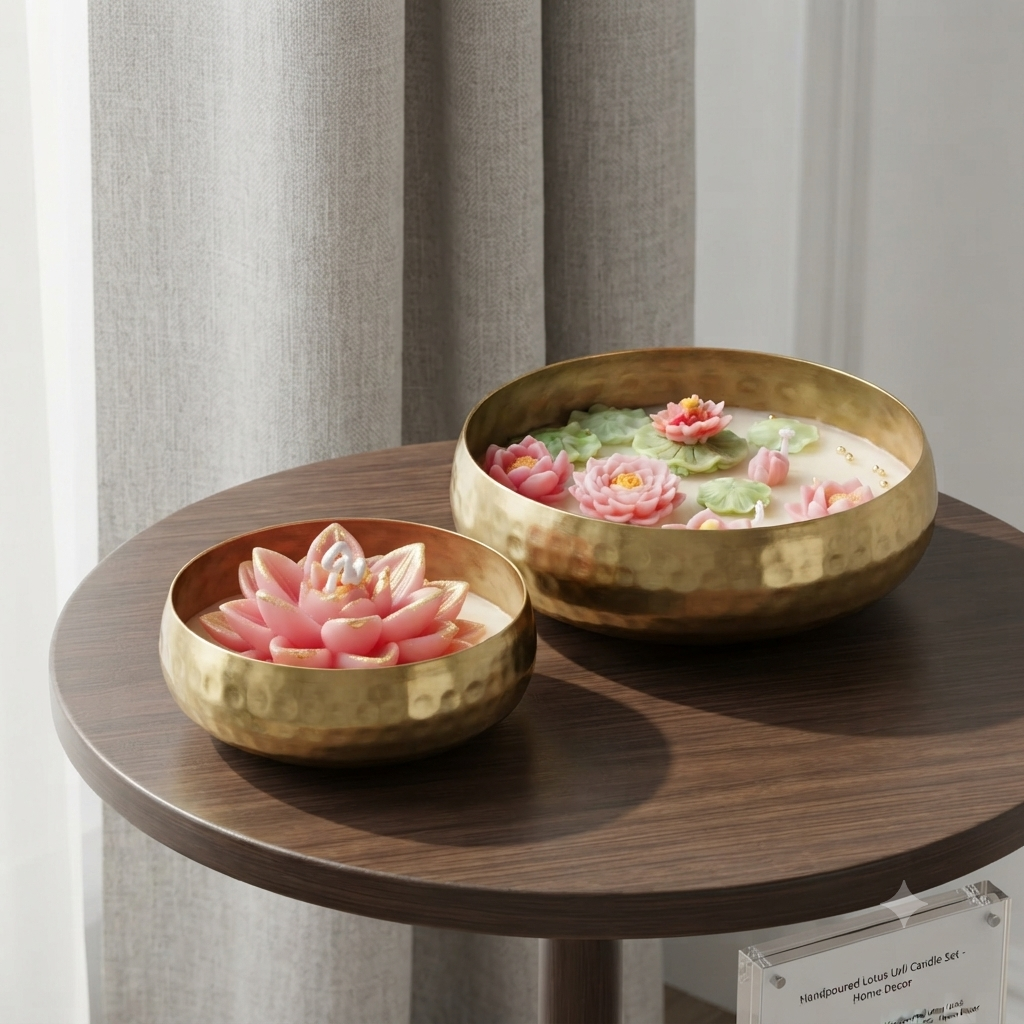 Lotus Urli Soy Wax Candle Set (5" & 4") | Festive Diwali Decor & Gifts