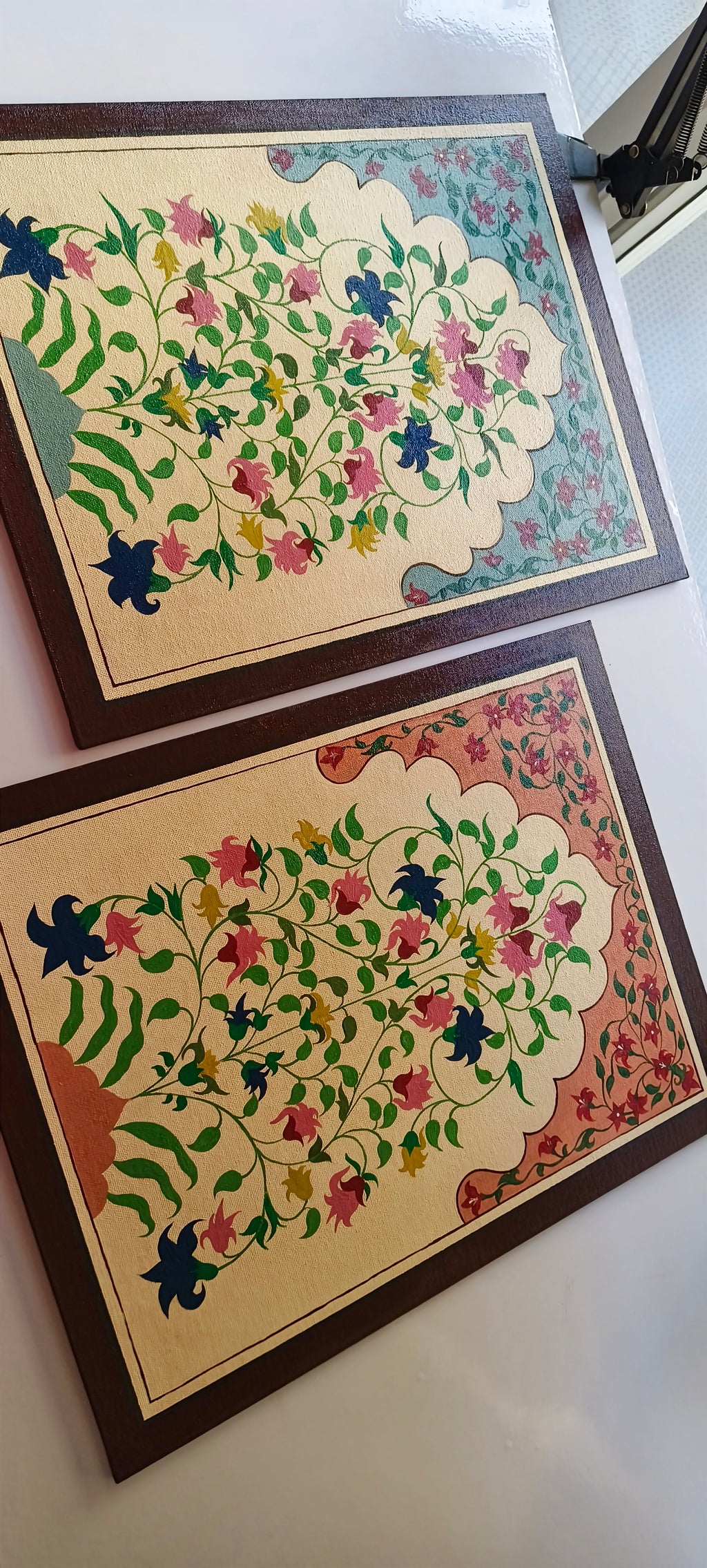 Hand-Painted Jharokha Floral Art | Traditional Indian Home Decor set of 2
