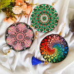 Original Hand-painted Mandala door/window Hanging with Tassels | round Dot painted meditative art | Zen Art | Unique Mandala window charm