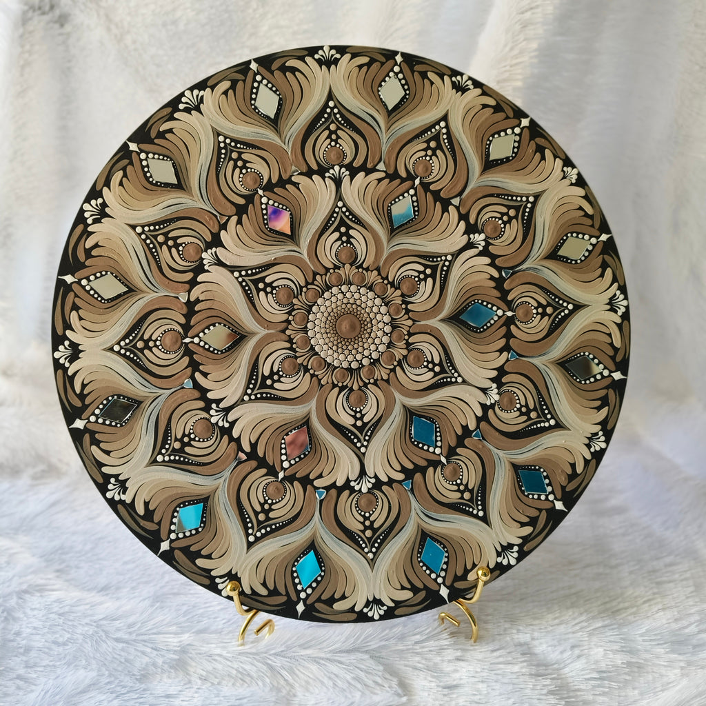 Original handpainted Mandala Dot art Painting 12" Round wood base | Wall art | | Home and living | Wall painting
