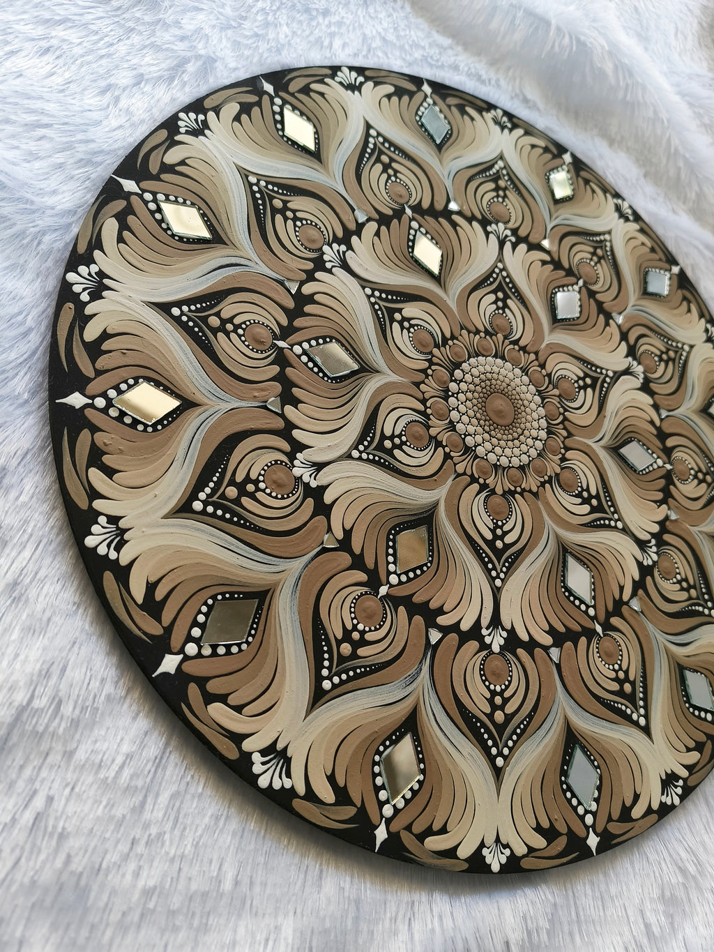 Original handpainted Mandala Dot art Painting 12" Round wood base | Wall art | | Home and living | Wall painting