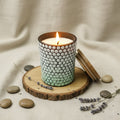 Dot Art Hand-Painted Candle Jar – Glass Candle Holder