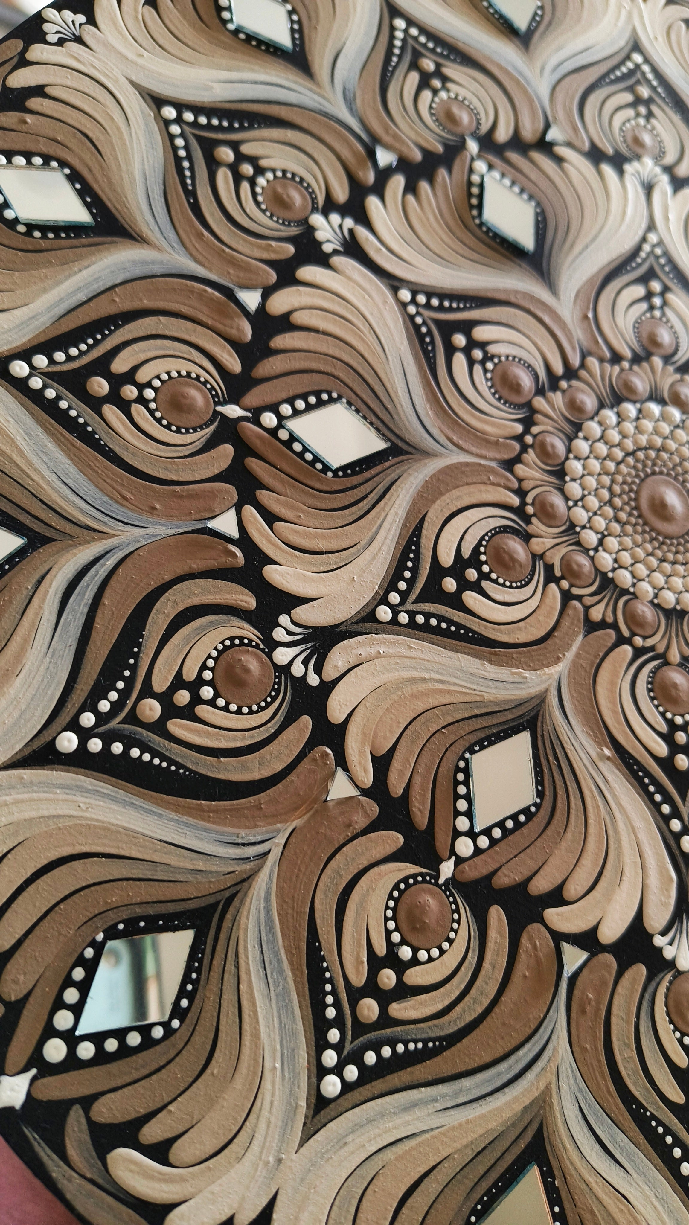 Original handpainted Mandala Dot art Painting 12" Round wood base | Wall art | | Home and living | Wall painting