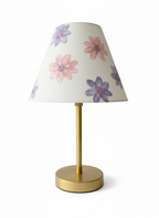 Hand-Painted Table Lamp Shade | Artisan pastel flower pattern Desk Lamp