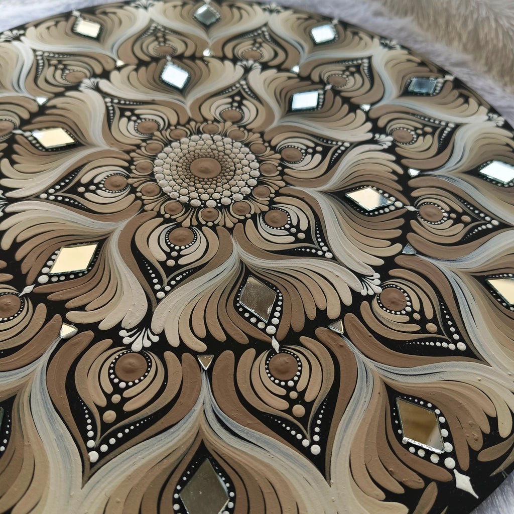 Original handpainted Mandala Dot art Painting 12" Round wood base | Wall art | | Home and living | Wall painting