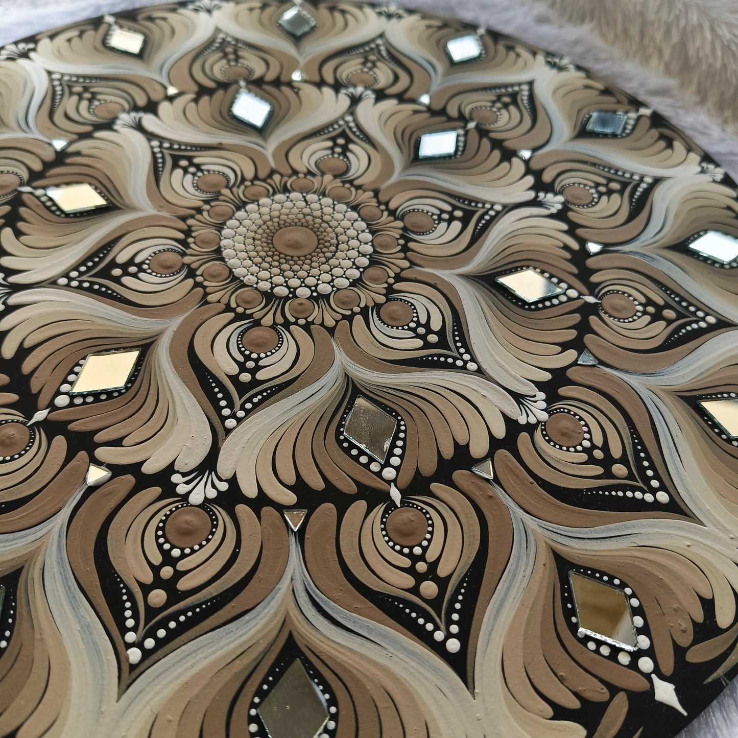 Original handpainted Mandala Dot art Painting 12" Round wood base | Wall art | | Home and living | Wall painting