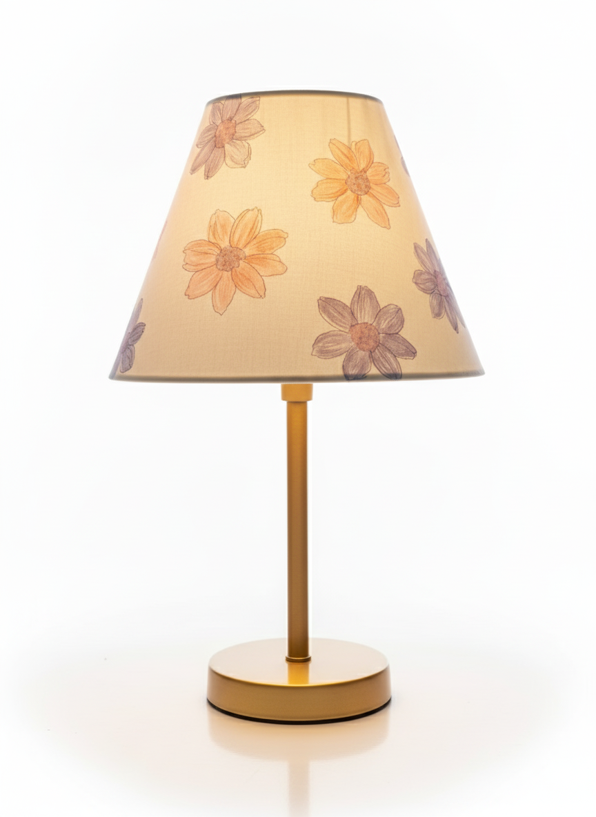 Hand-Painted Table Lamp Shade | Artisan pastel flower pattern Desk Lamp