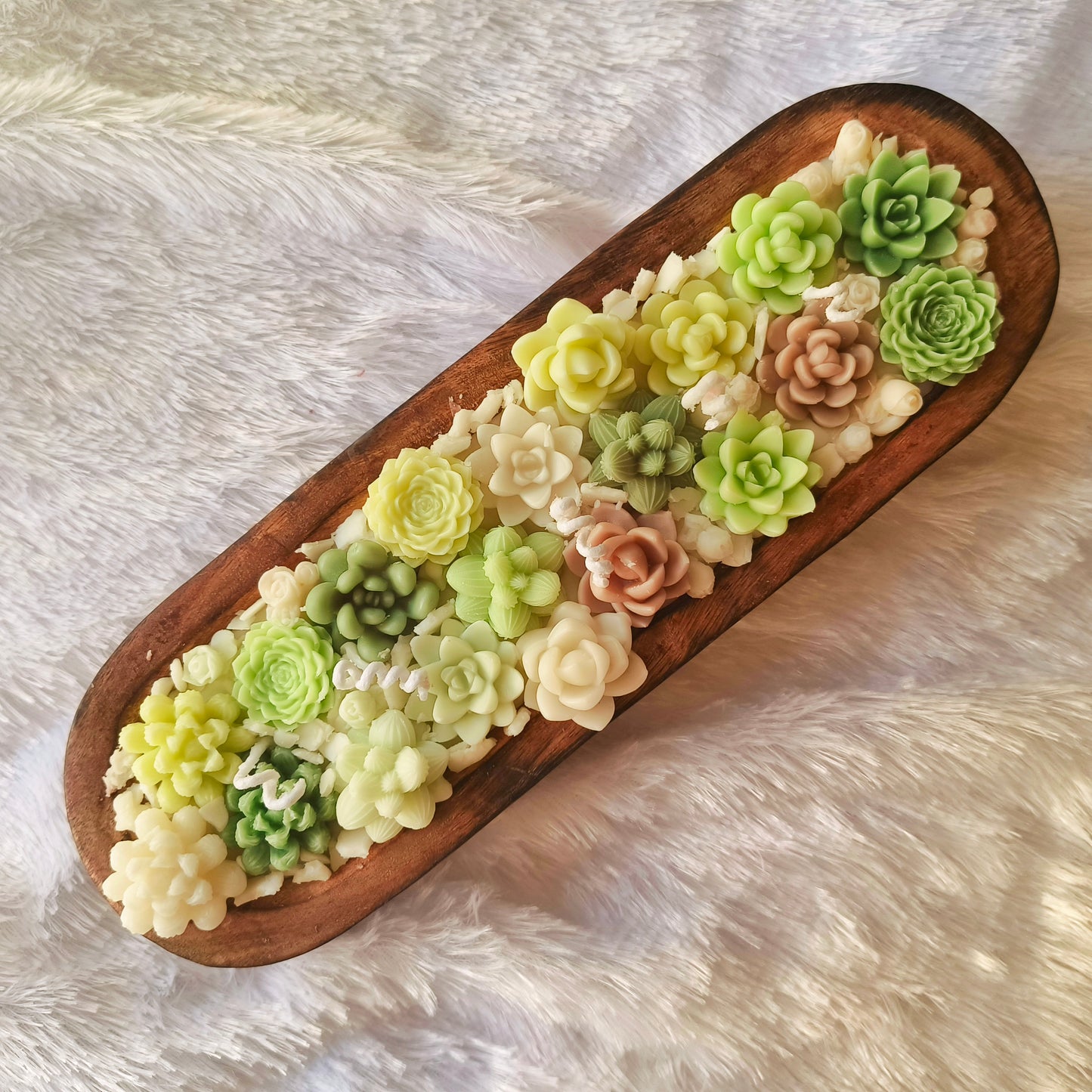 Artisanal Succulent Garden Dough Bowl - Large Luxury Statement Candle 12 inches