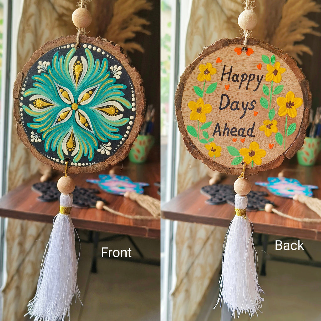 Hand-Painted Mandala Car Charm, Rear View Mirror Hanging charm