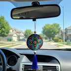 Hand-Painted Mandala Car Charm, Rear View Mirror Hanging charm