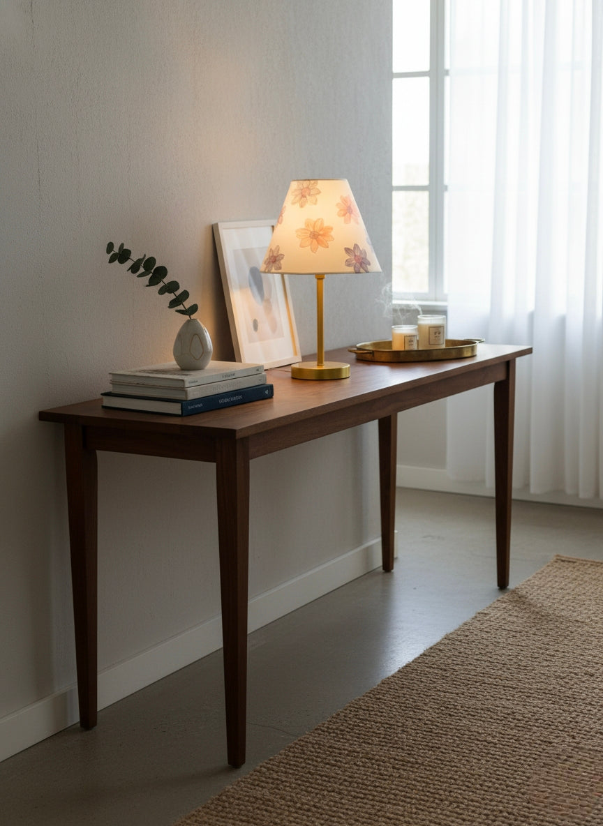 Hand-Painted Table Lamp Shade | Artisan pastel flower pattern Desk Lamp