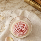 Hand-Poured Floral Soy Wax Candle in Glass Jar with Wooden Lid | 400ml Aesthetic Peony , Lotus Candle | Luxury Home Decor & Gift