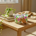 Hand-Painted Floral Candle Jar – Glass Candle Holder