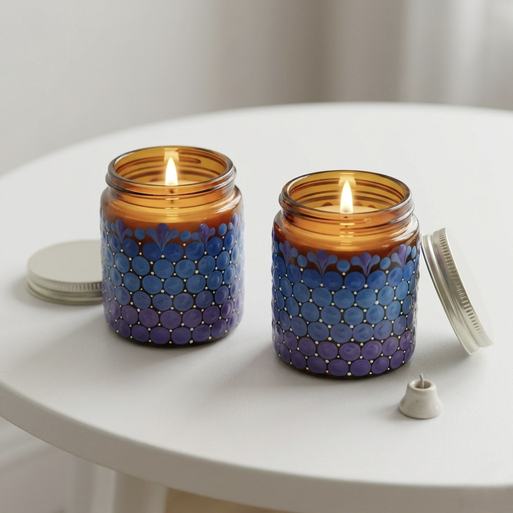 Artisan Hand-Painted Scented Candle (set of 2) | 100ml Glass Jar Candles