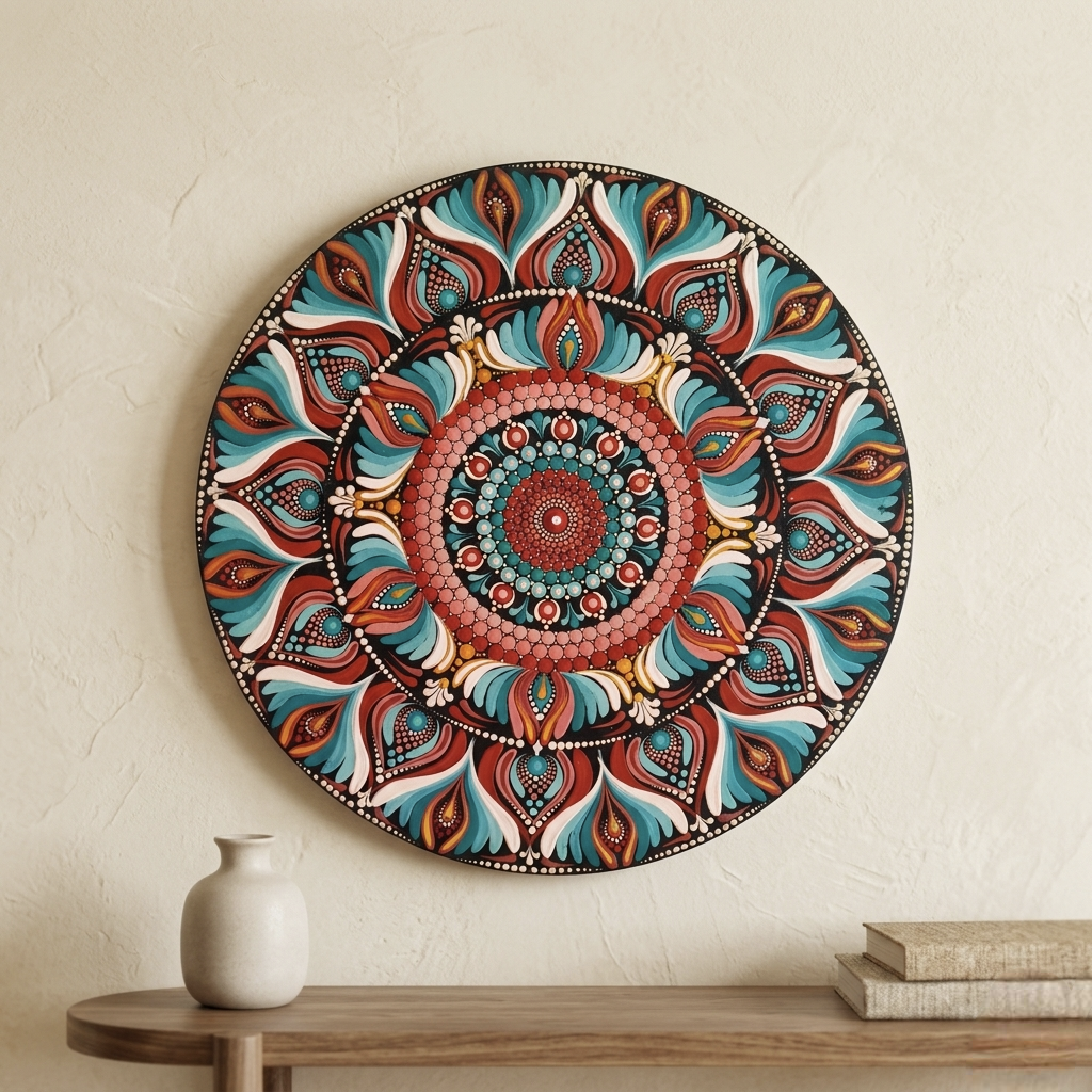 12" Hand-painted Mandala Dot Art Wall Hanging