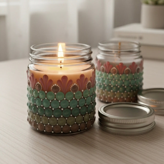 Artisan Hand-Painted Scented Candle (set of 2) | 100ml Glass Jar Candles