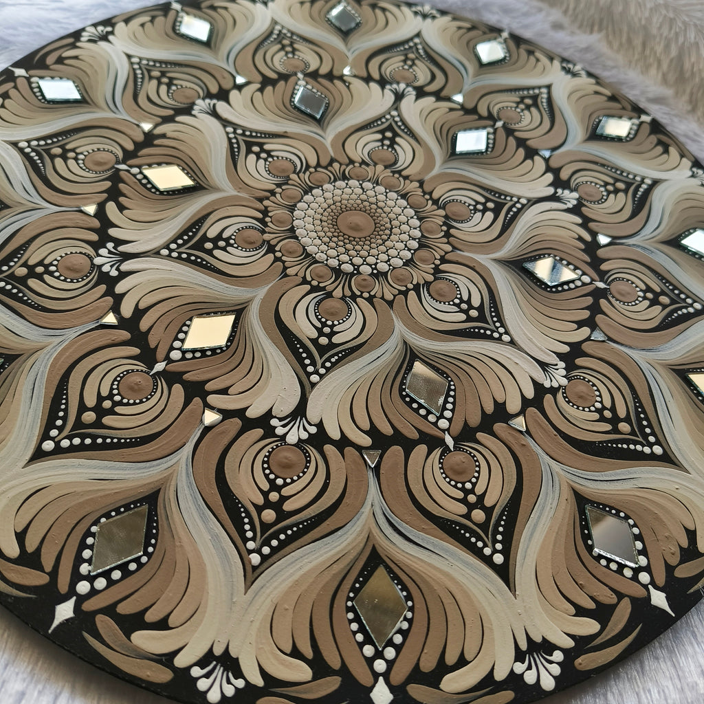 Original handpainted Mandala Dot art Painting 12" Round wood base | Wall art | | Home and living | Wall painting