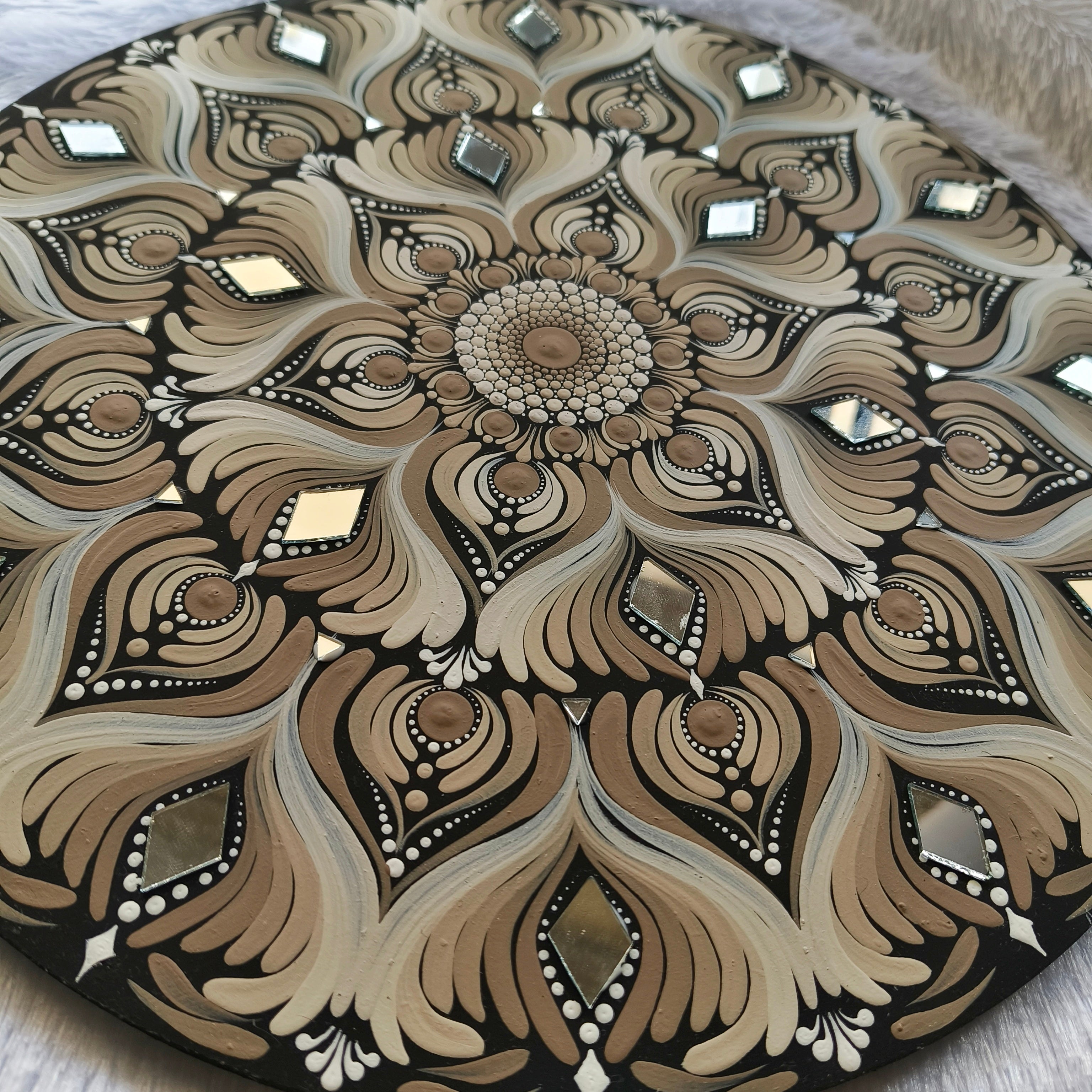 Original handpainted Mandala Dot art Painting 12" Round wood base | Wall art | | Home and living | Wall painting