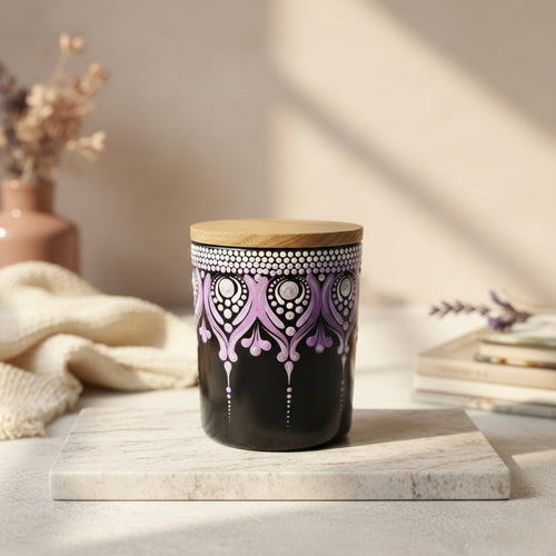Dot Art Hand-Painted Candle Jar – Glass Candle Holder
