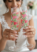 Hand-Painted Floral Champagne Flutes | Personalized Wedding Gift | Gift for couple| Set of 2