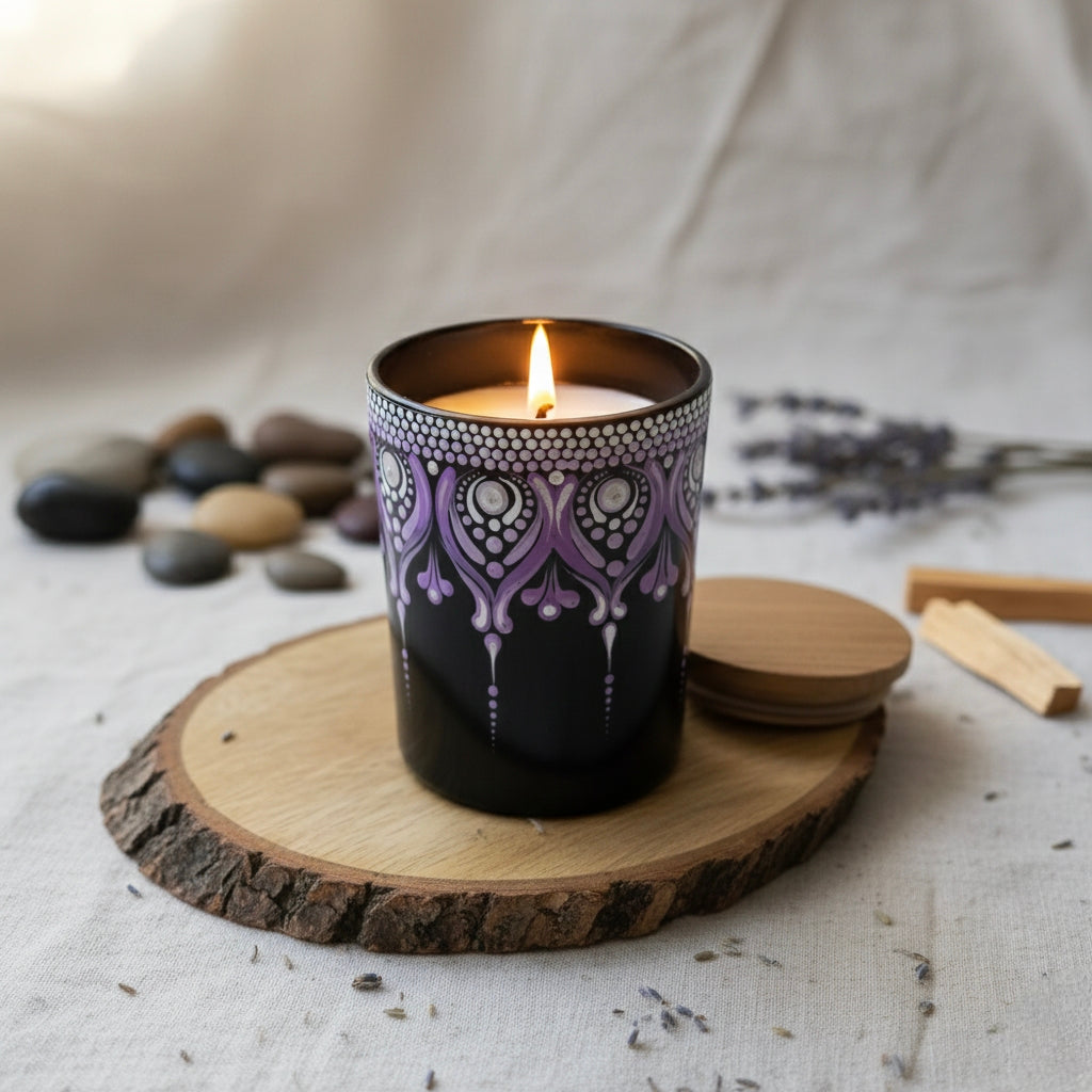 Dot Art Hand-Painted Candle Jar – Glass Candle Holder