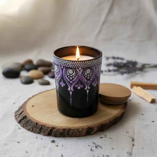 Dot Art Hand-Painted Candle Jar – Glass Candle Holder