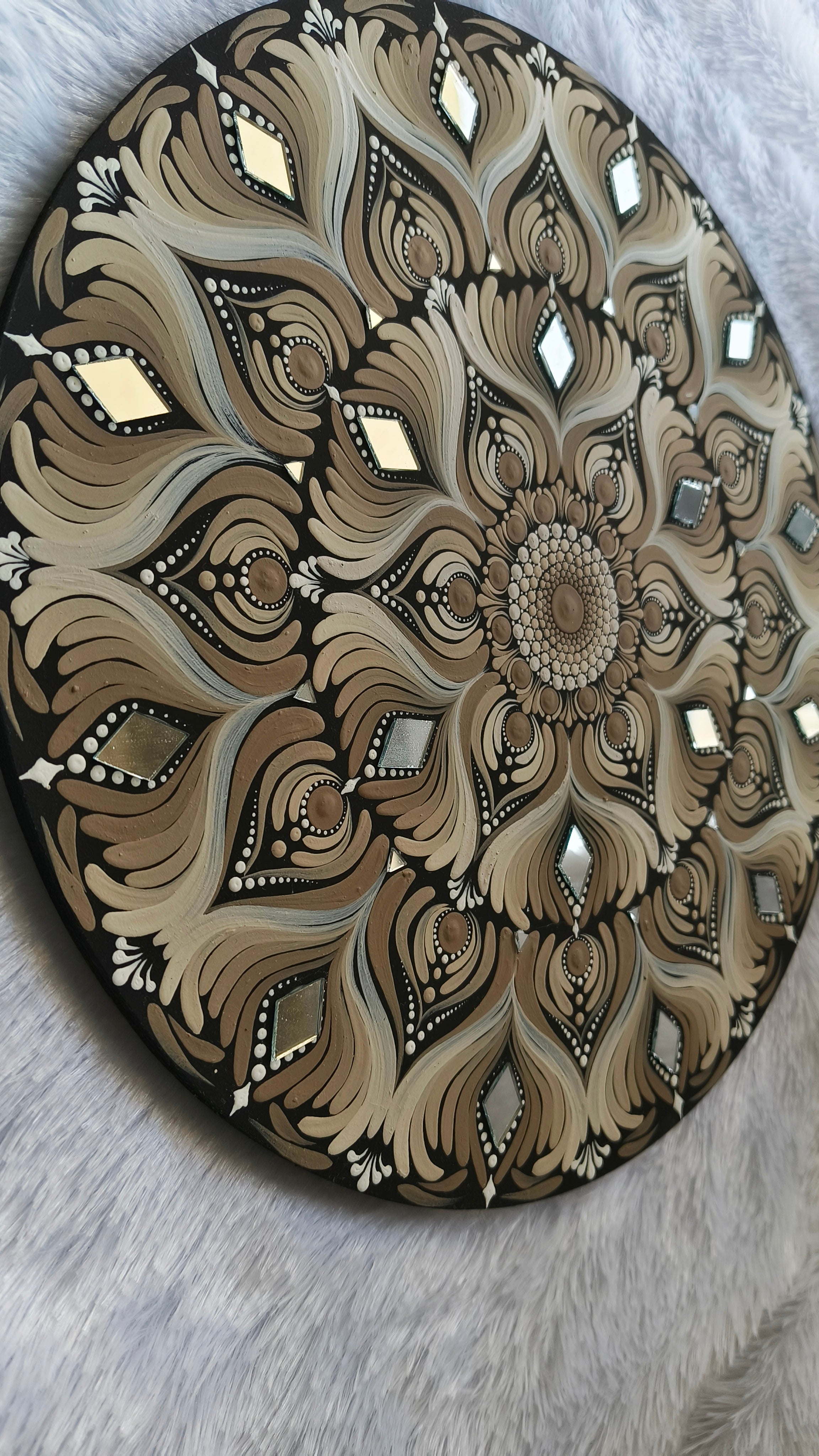Original handpainted Mandala Dot art Painting 12" Round wood base | Wall art | | Home and living | Wall painting