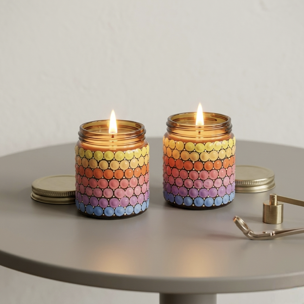Artisan Hand-Painted Scented Candle (set of 2) | 100ml Glass Jar Candles