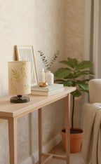 Hand-Painted Table Lamp Shade | Artisan leafy pattern Desk Lamp