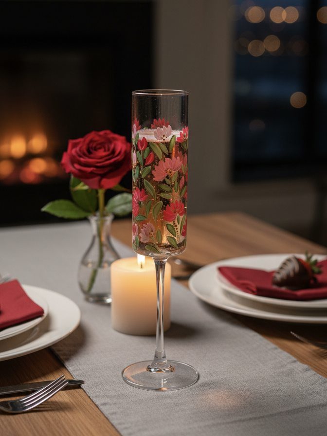 Hand-Painted Floral Champagne Flutes | Personalized Wedding Gift | Gift for couple| Set of 2