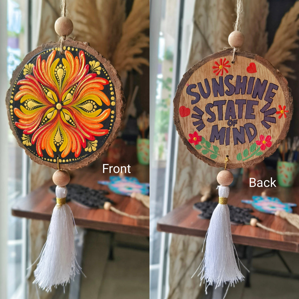Hand-Painted Mandala Car Charm, Rear View Mirror Hanging charm