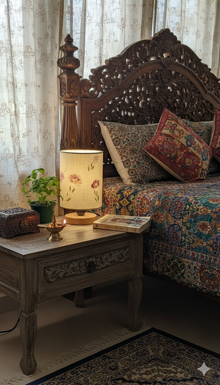 Hand-Painted Table Lamp Shade | Artisan Floral Desk Lamp