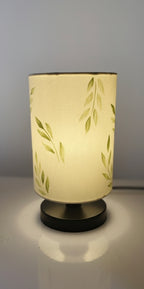 Hand-Painted Table Lamp Shade | Artisan leafy pattern Desk Lamp