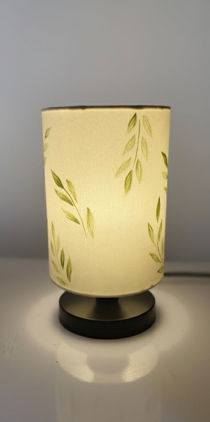 Hand-Painted Table Lamp Shade | Artisan leafy pattern Desk Lamp