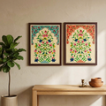 Hand-Painted Jharokha Floral Art | Traditional Indian Home Decor set of 2