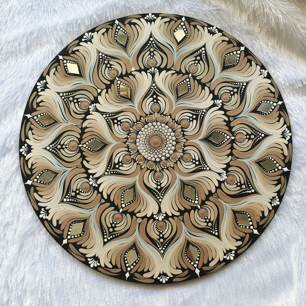 Original handpainted Mandala Dot art Painting 12" Round wood base | Wall art | | Home and living | Wall painting