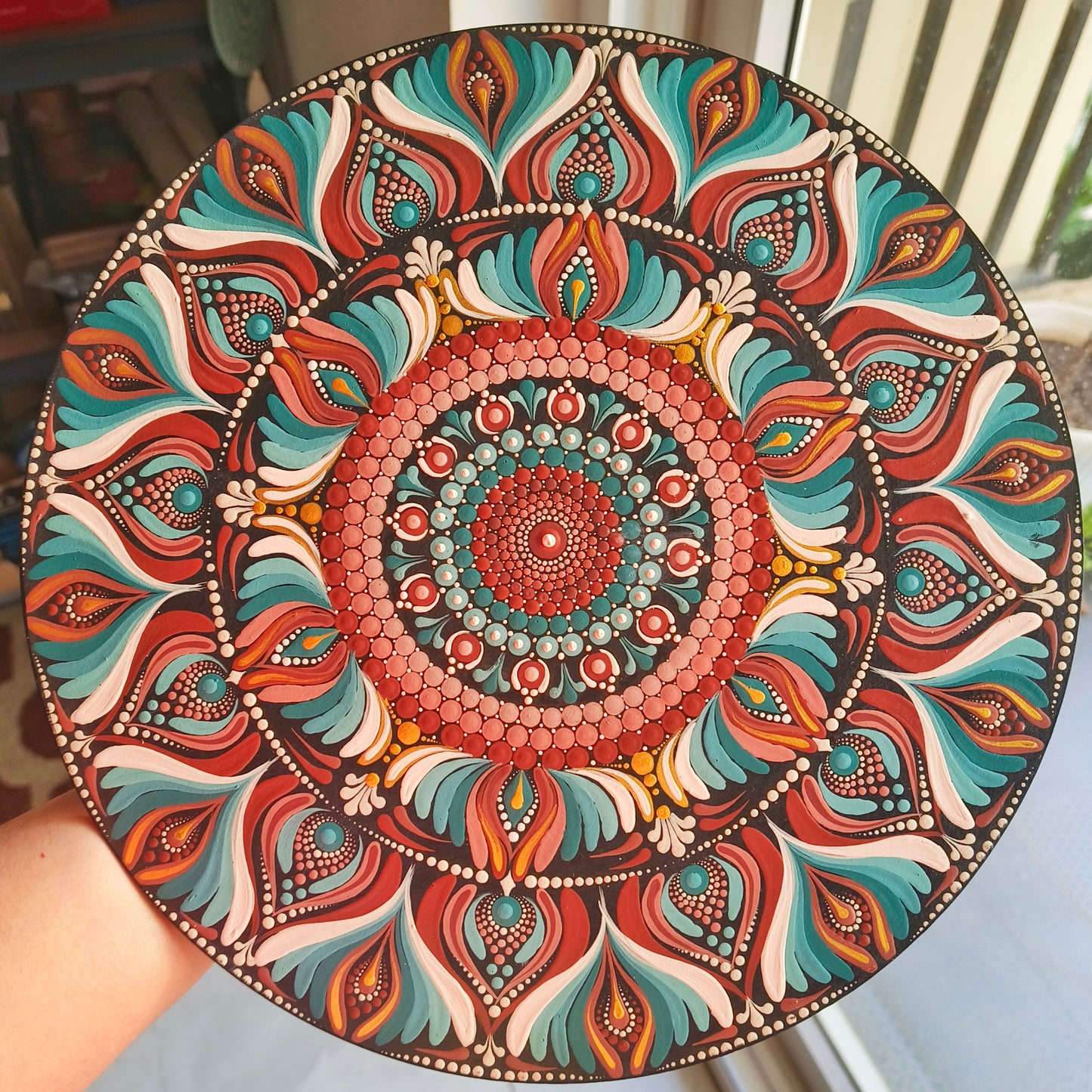 12" Hand-painted Mandala Dot Art Wall Hanging