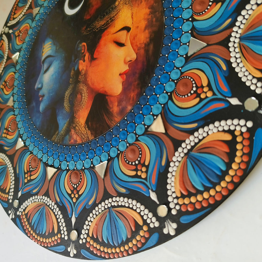 Shiv Shakti Dot Mandala Wall Art - 24 Inch Hand-Painted  - Hindu Spiritual Home Decor - Meditation Room Yoga Studio Art | Spiritual Gift